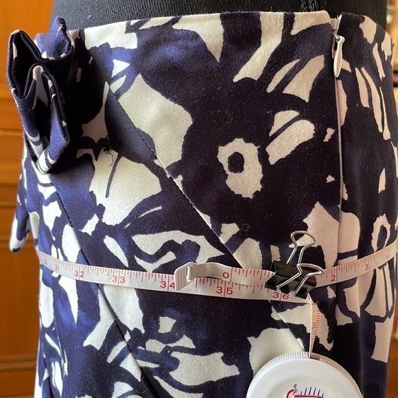 Anthropologie Eva Franco Pencil Skirt Statement Bow Blue/White NWT Offer Welcome - Picture 8 of 11